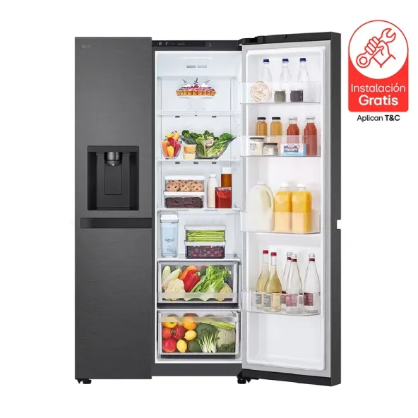 Nevecón Side by Side 638 Litros Smart Inverter Negro Mate GS66SPM