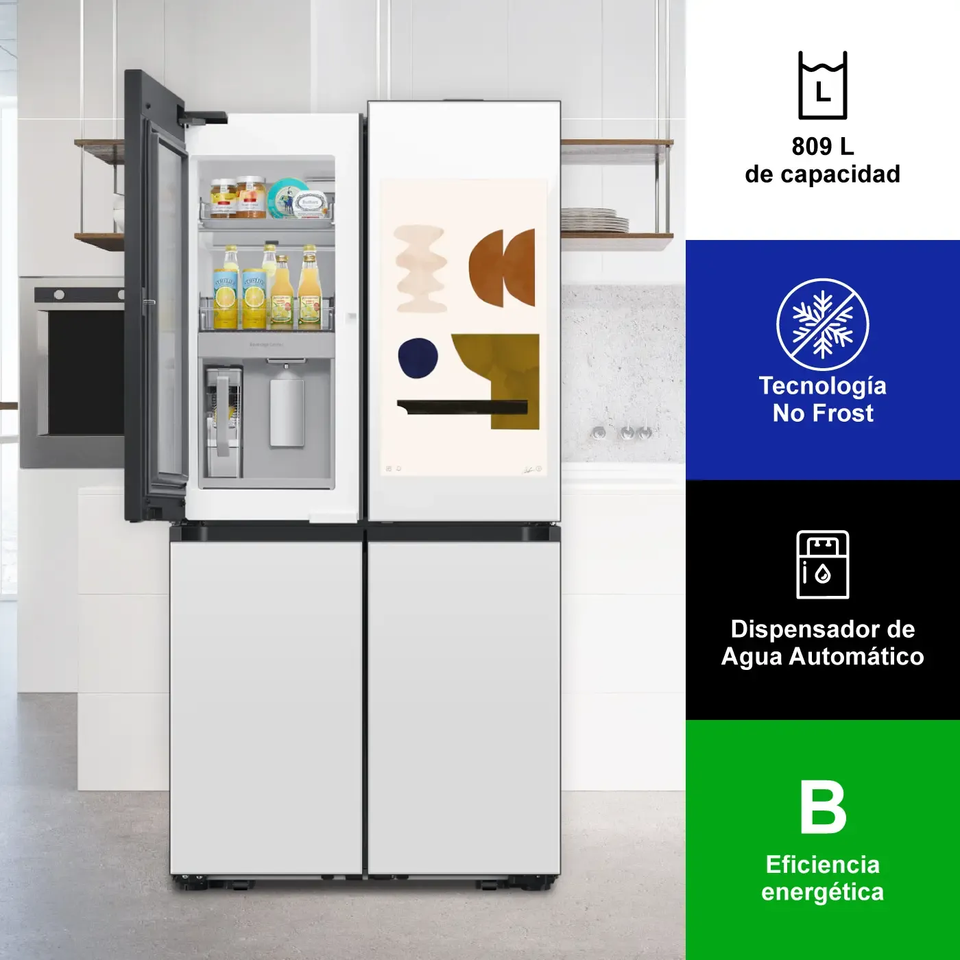 Nevecón SAMSUNG Family Hub™ BESPOKE Tipo Europeo 809 Litros RF29DB995012CO Blanco