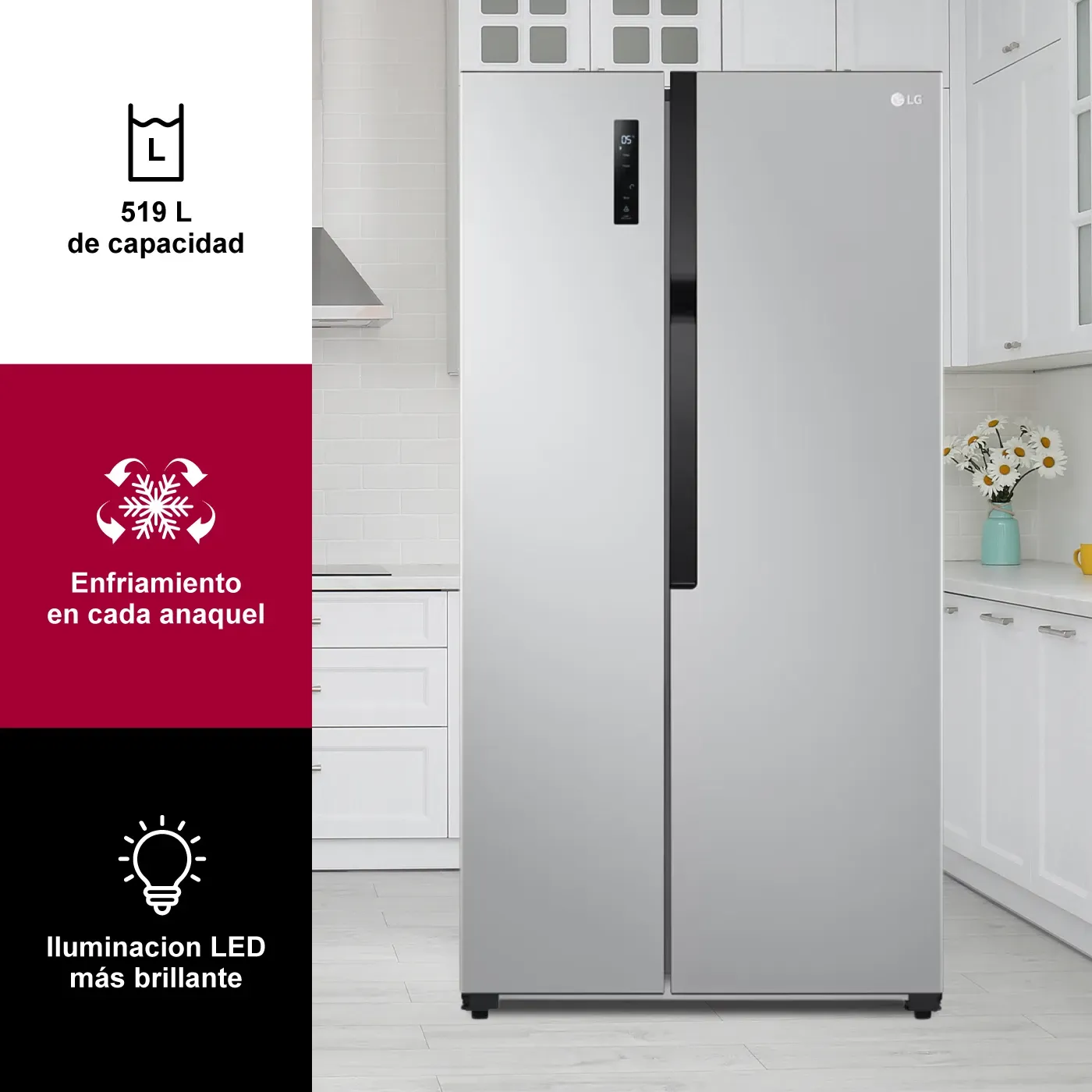 Nevecón LG Side by Side 519 Litros Brutos GS51BPP Gris