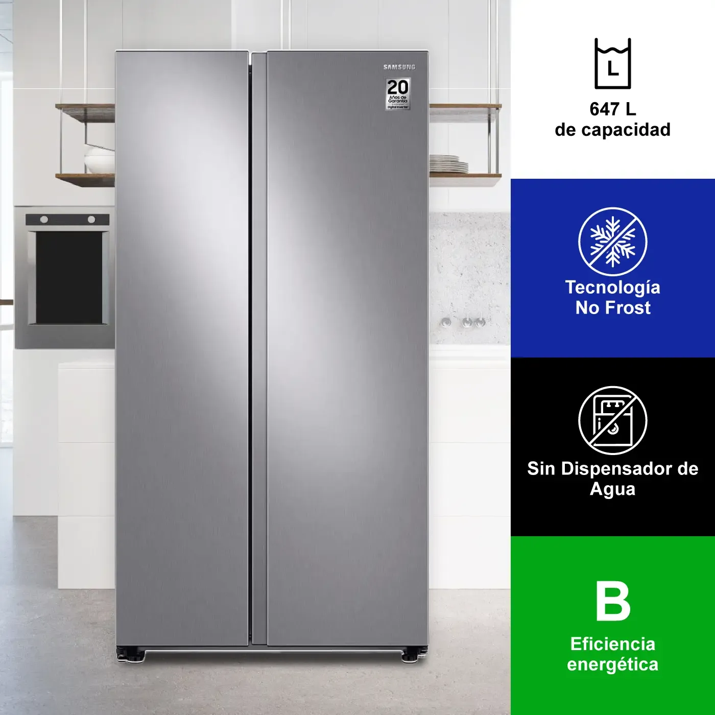 Nevecón SAMSUNG Side by Side 647 Litros RS23T5B00S9/CO Inox