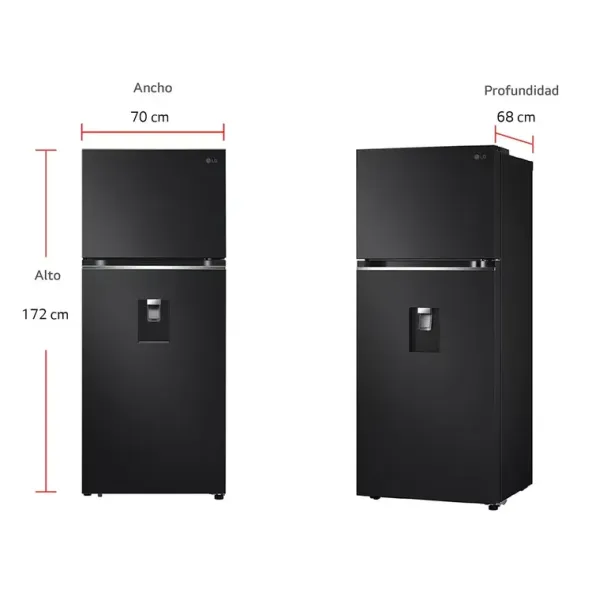 Nevera LG No Frost Congelador Superior 374 Litros VT38KPM Negro