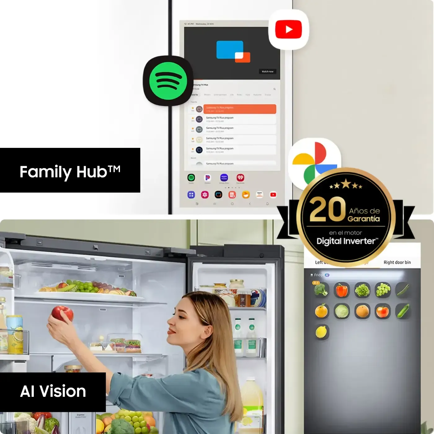 Nevecón SAMSUNG Family Hub™ BESPOKE Tipo Europeo 809 Litros RF29DB995012CO Blanco