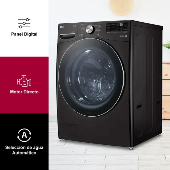 Lavadora/Secadora LG Carga Frontal 22 Kilos WD22BV2S6BR Negra