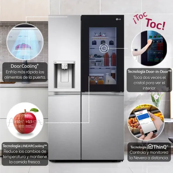 Nevecón LG InstaView Side by Side 635 Litros GS66SXSC Gris